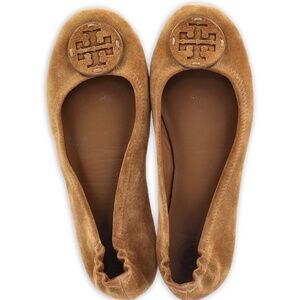 Tory Burch Minnie Ballet Flats – Cognac Suede – Size 9